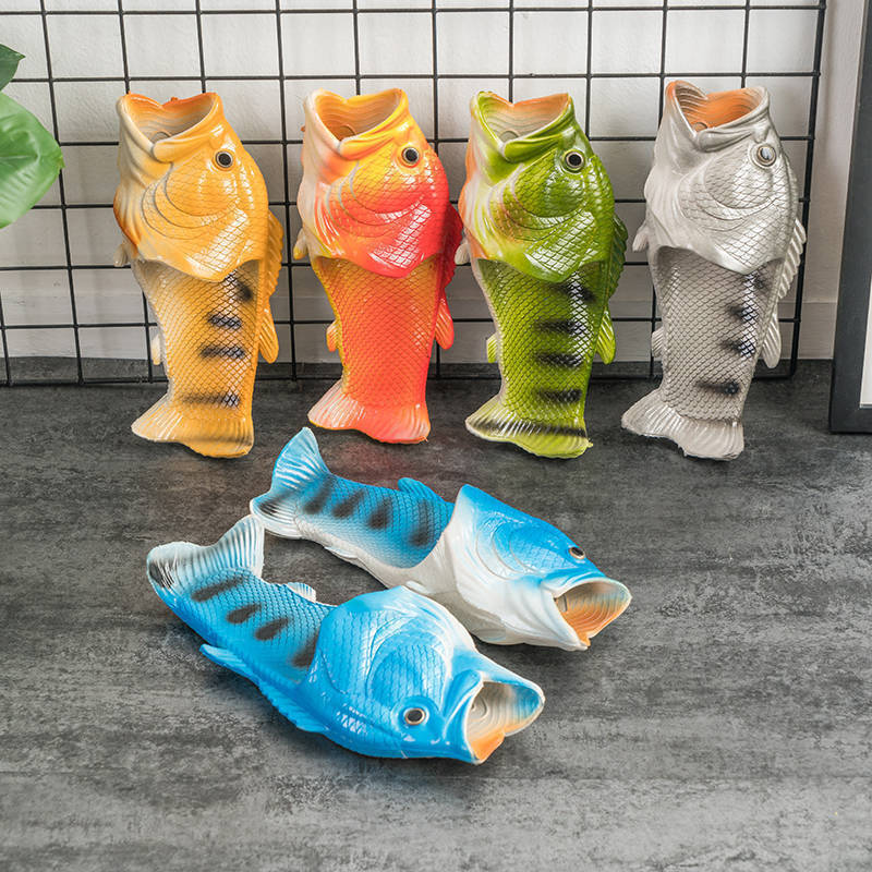 Chinelos de peixe novo estilo masculino engraçado criativo antiderrapante moda peixe salgado Flip-Flops sandálias da mod
