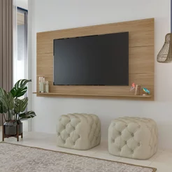 Painel para TV até 60 Polegadas Slim com Suporte Universal 98cmx180cm Artely Bege Bege