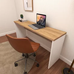 Escrivaninha Mesa Escritório 100% MDF 160CMX42CM com Caixa de Tomada 160cm Branca e Carvalho Mel Bege Branco/Carvalho