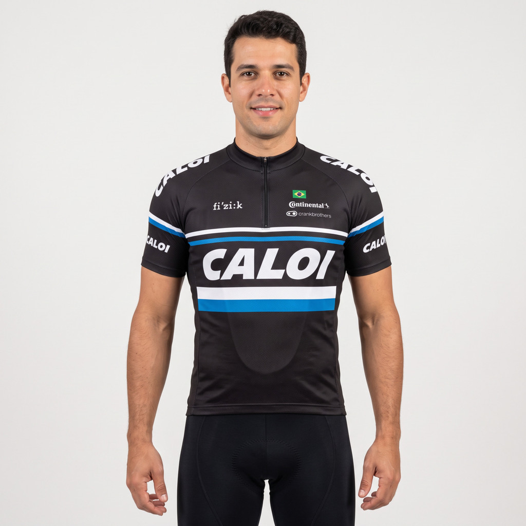Camisa Ciclismo Manga Curta Caloi Profissional Treino Bolso Traseiro Dry Fit