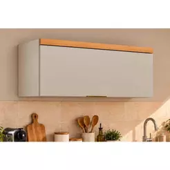 Armário Aéreo p/ Cozinha Allure c/ 1 Porta Basculante 80cm Jequitiba/Gris Fosco - Linea Brasil