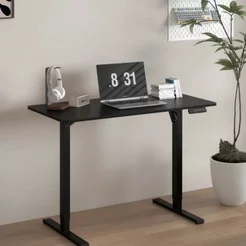 Mesa Escritório com Regulagem de Altura Elétrica Flexispot 120cm Industrial Grafite Cinza Grafite