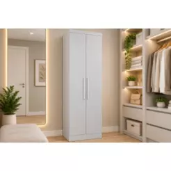 Módulo de Quarto Solteiro Guarda Roupa Rizon c/ 2 Portas e 3 Gavetas Branco - Novo Horizonte