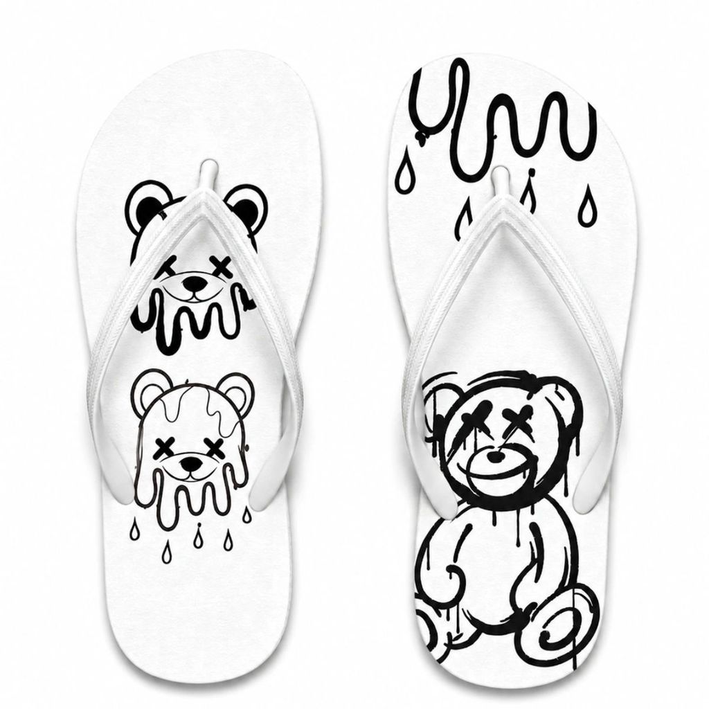 Chinelo Masculino de Dedo Urban Bear Estampado Street Style Macio Confortável Antiderrapante Verão