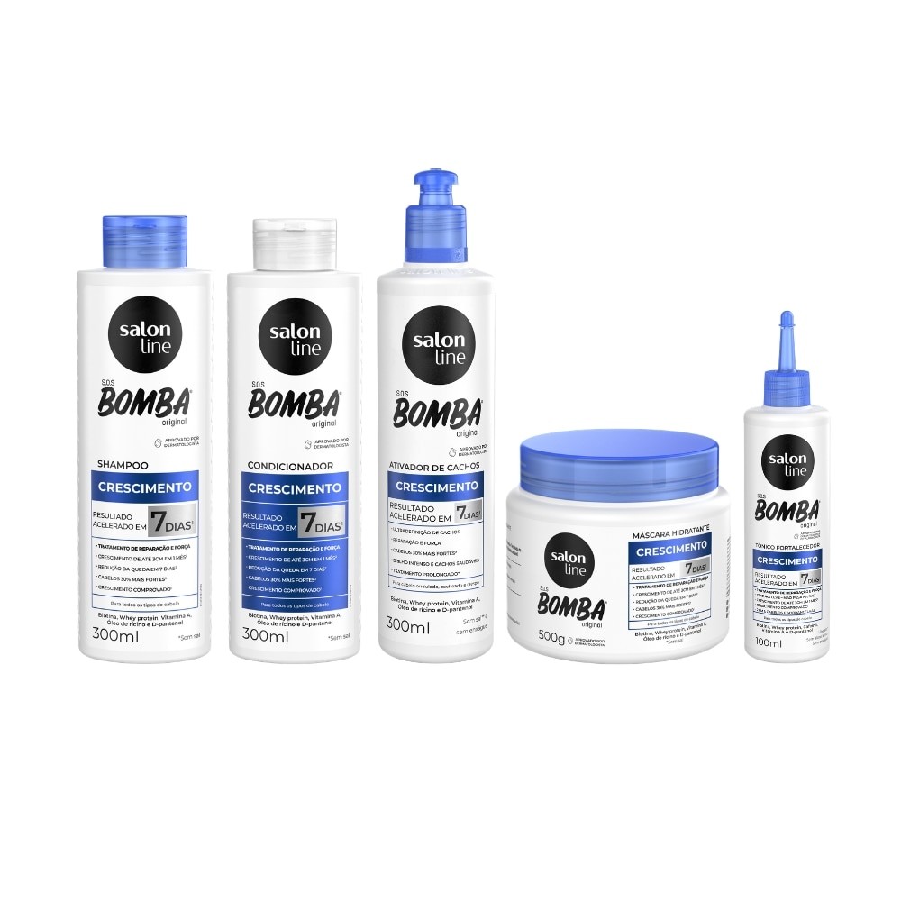 Kit Crescimento SOS Bomba Original Ativador de Cachos e Tônico Salon Line