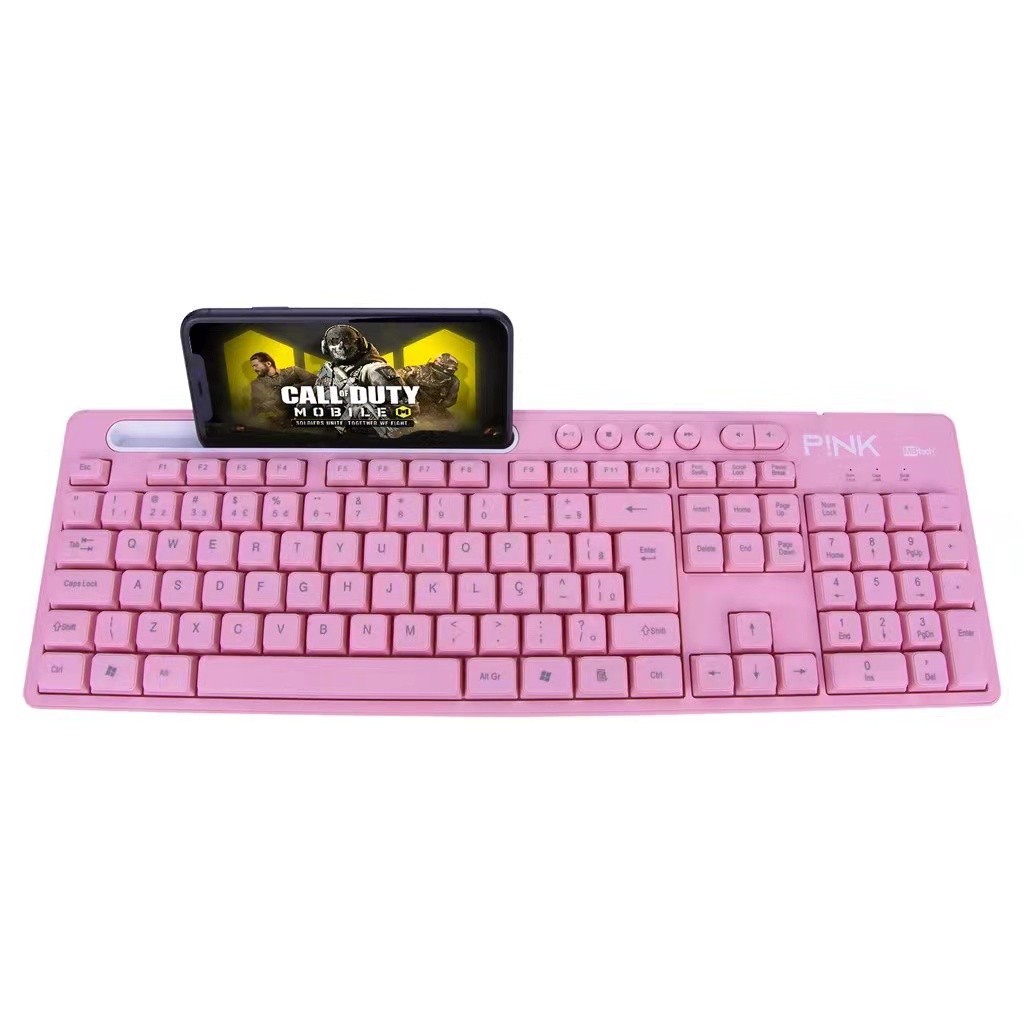 Teclado Multimídia USB Pink Feminino Smart Support KX Rosa original