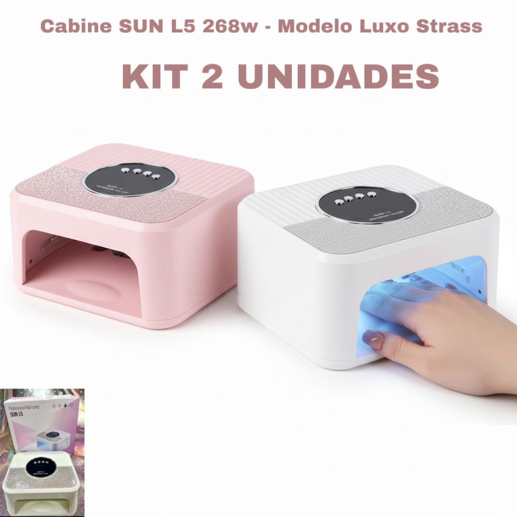 Kit 2 Cabine De Unha Profissional Sun L5 268W UV LED Bivolt Manicure Secagem Rápida Gel Acrigel Fibra