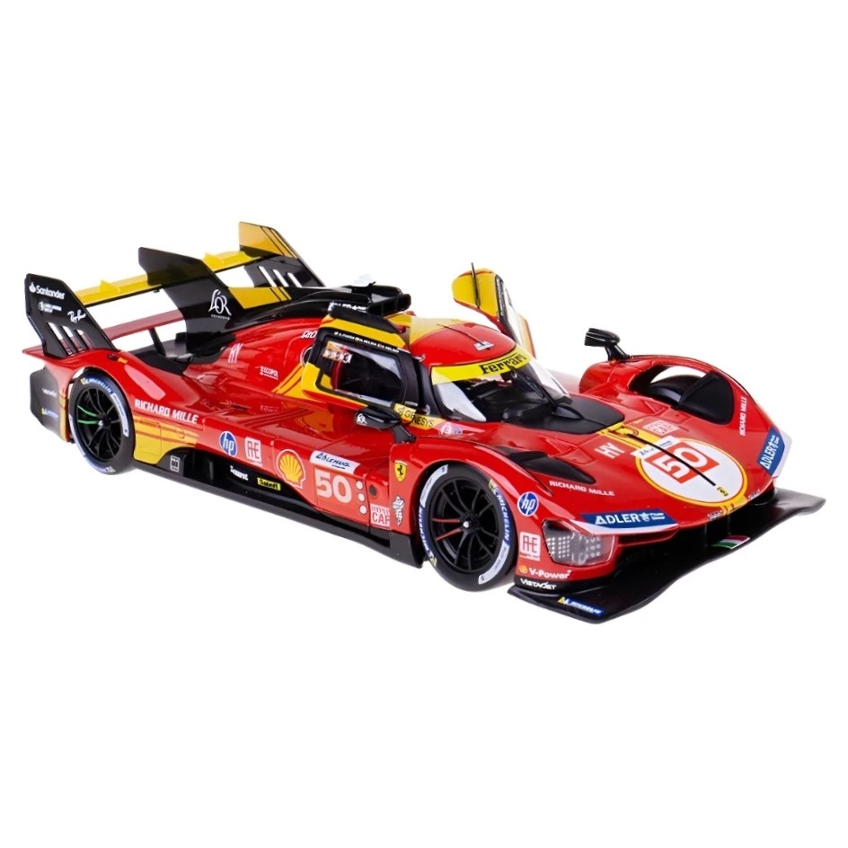 Miniatura Carro Ferrari 499P - #50 - Winner 24h Le Mans (2024) - Racing - 1:24 - Burago