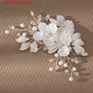 PATRICIA1OW Chapéu De Noiva , Cocar Branco Com Flor De Pérola De Cristal , Grampo De Cabelo De Casamento Elegante Feito 