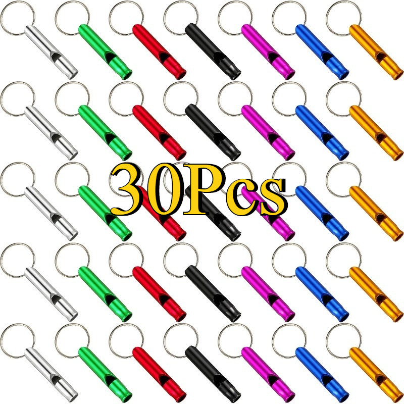 Apito De Emergência De Alumínio Com Chaveiro , 30 Peças , Sobrevivência De Segurança , Luz Resistente , Som Alto Para Mu em Oferta na Shopee