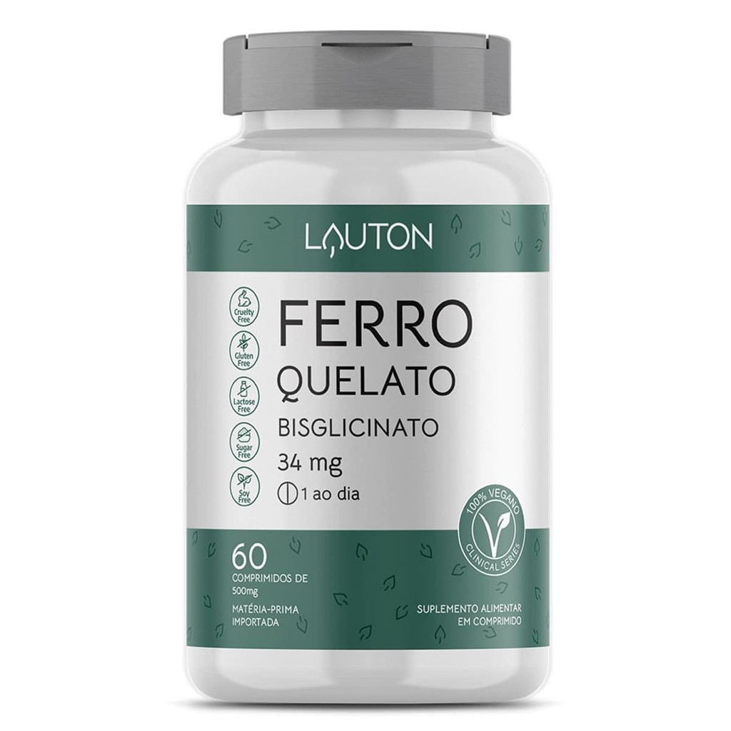 Ferro Quelato Bisglicinato - 60 Comprimidos - Lauton Nutrition