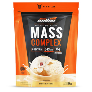 Hipercalórico Mass Complex 14.400 Refil 3kg Sabor Baunilha New Millen em Oferta na Shopee