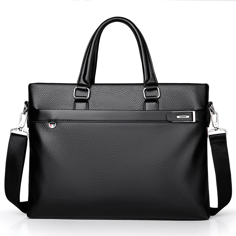 Nova Pasta de Couro Masculina para Negócios, Bolsa de Laptop de Ombro Único e Transversal