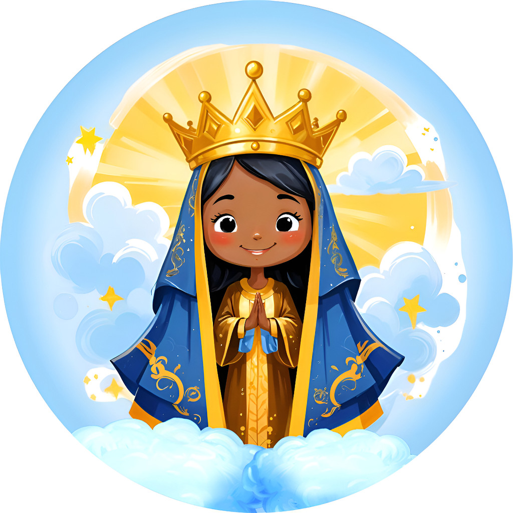 Capa Para Painel Redondo 50cm Nossa Senhora Aparecida Mini Festa Religiosa Brasileira
