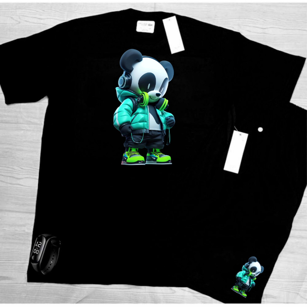 kit camiseta algodão 30.1 bermuda e relogio estampa PANDA FOFO verão praia caminhada em Oferta na Shopee