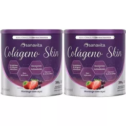 Kit 2X Colágeno Skin - 300g Morango Com Açaí - Sanavita
