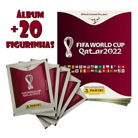 Álbum Da Copa Do Mundo 2022 Do Qatar Capa Mole + 20 Figurinhas Avulsas