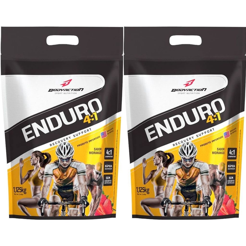 Kit 2X Enduro 4:1 - 1125g Morango Refil - BodyAction em Oferta na Shopee