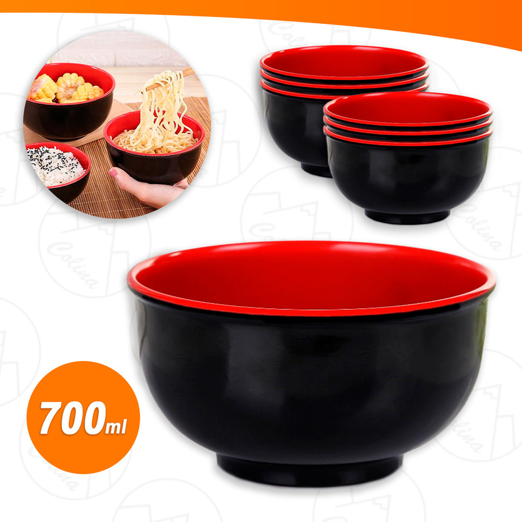 Kit 1 a 6 Tigelas Cumbuca Bowl Em Melamina Oriental Japones 700ml - Vermelha Com Preta Kolling Sell em Oferta na Shopee