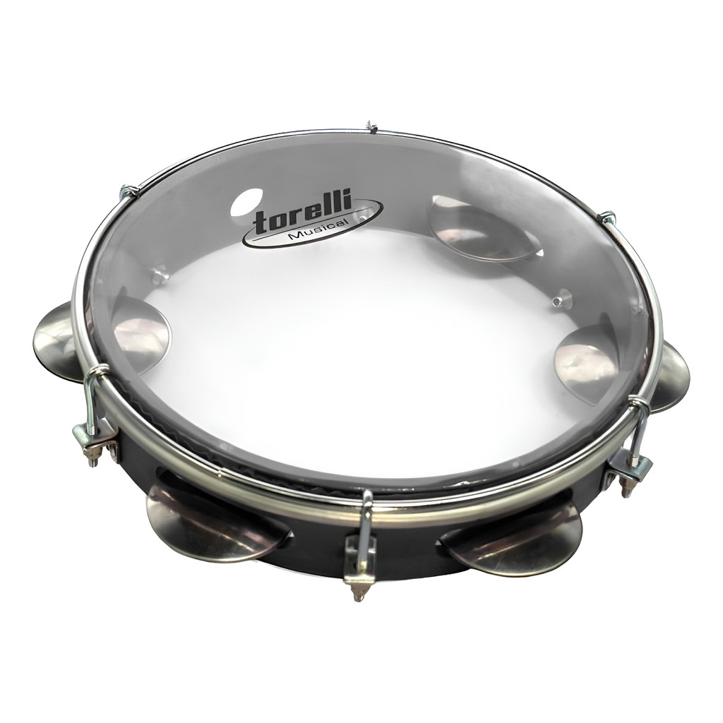 Pandeiro 8'' Injetado Preto Pele Cristal Torelli Tp848
