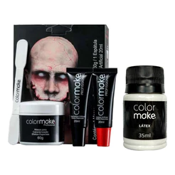 Kit Maquiagem Halloween Sangue Falso Latex Massinha Facial