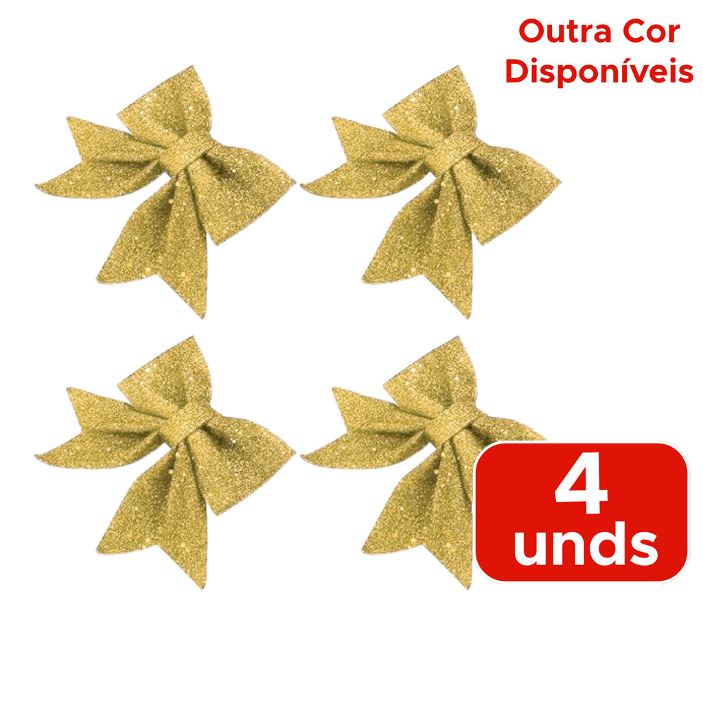 Kit Com 4 Laços Com Brilho De Enfeites Natal Decorativo Para Árvore Natal Cortina Mesa De Natal