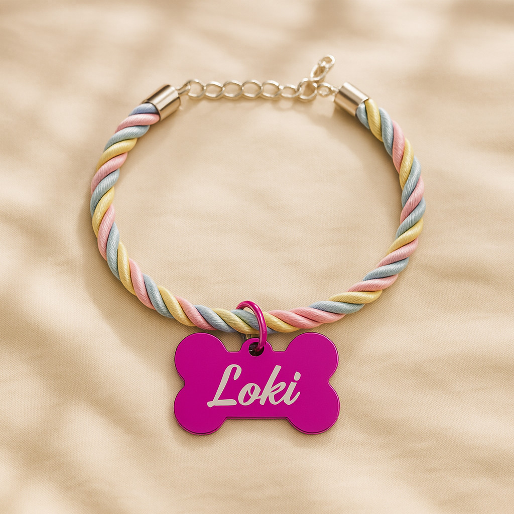 Coleira Pet Personalizada para Cachorro Gato Macho Fêmea – Com Nome Gravado