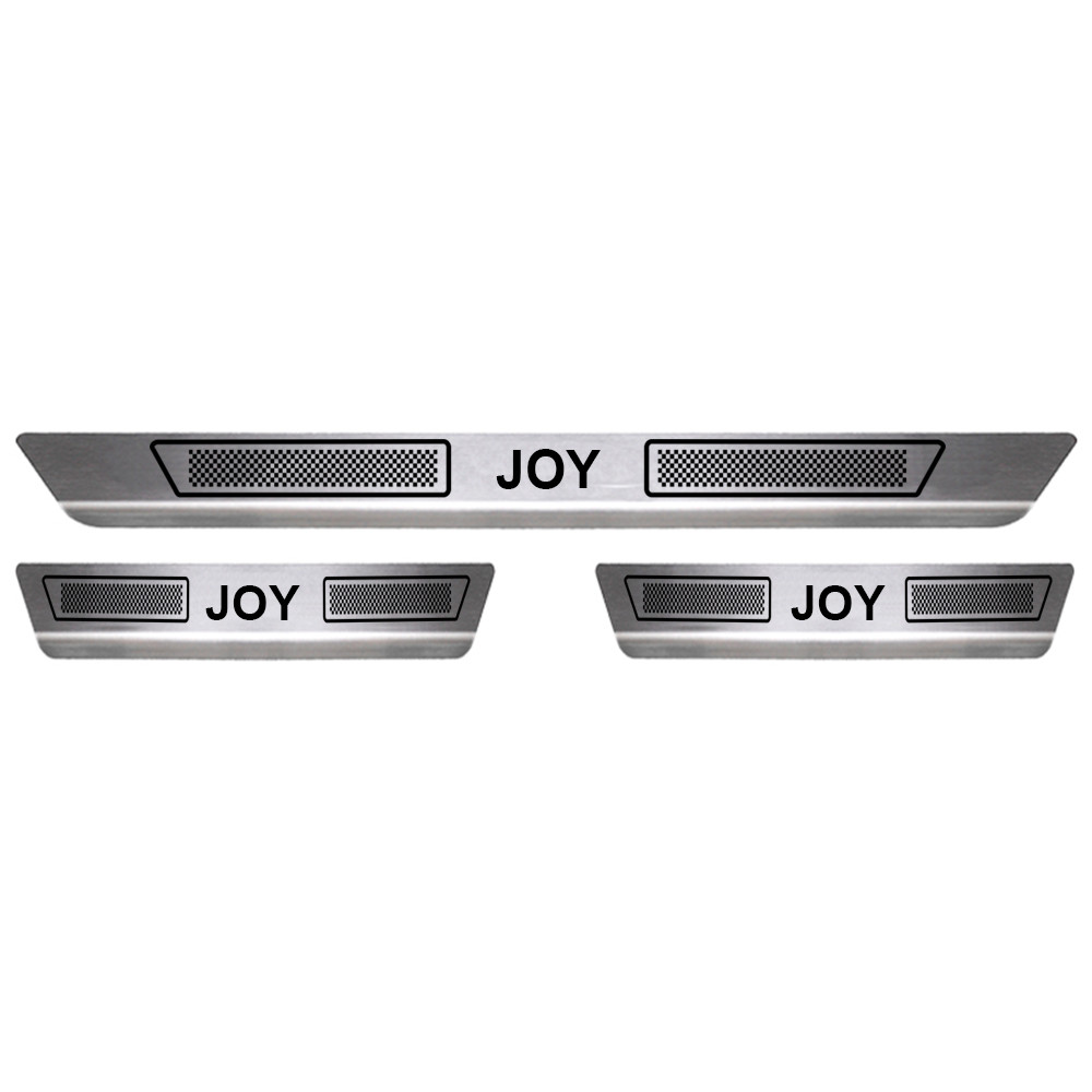 Soleira  CORSA JOY (FRENTE MONTANA) Portas HATCH E SEDAN 4 portas Aço Inox Kit Autocolante