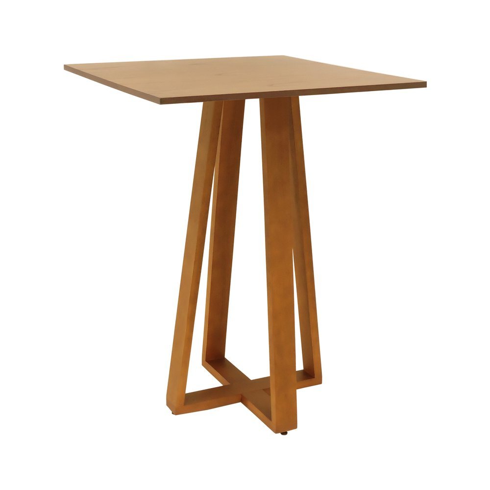 Mesa Bistrô Madri Madeira Maciça e Tampo Quadrado - Amêndoa - Tampo 80x80 Laminado Cinamomo