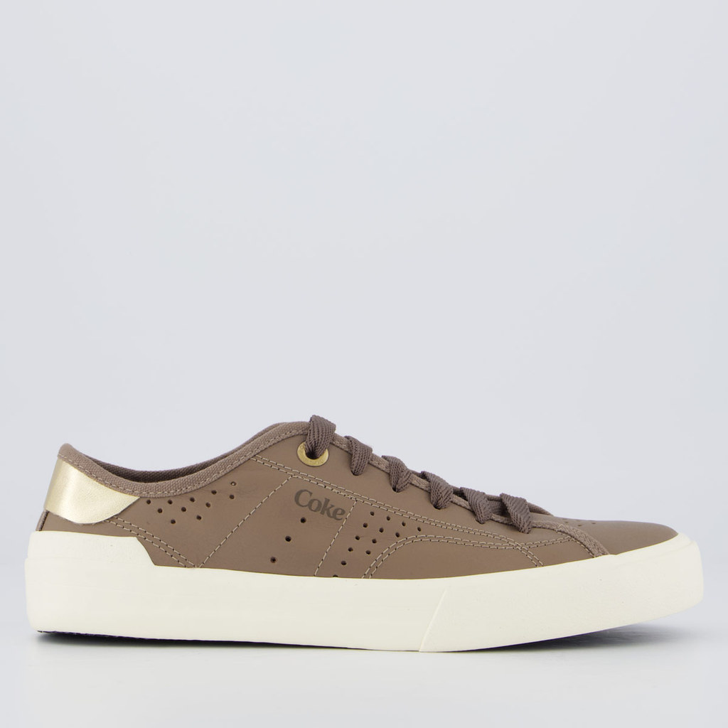 Tênis Coca Cola Fortune Leather Feminino Marrom em Oferta na Shopee