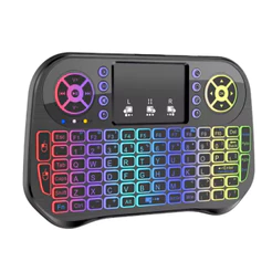 Mini Teclado Sem Fio Bluetooth Touchpad Retroiluminado 7 Cores Touchpad Compatível com Smart TV Celular Notebook