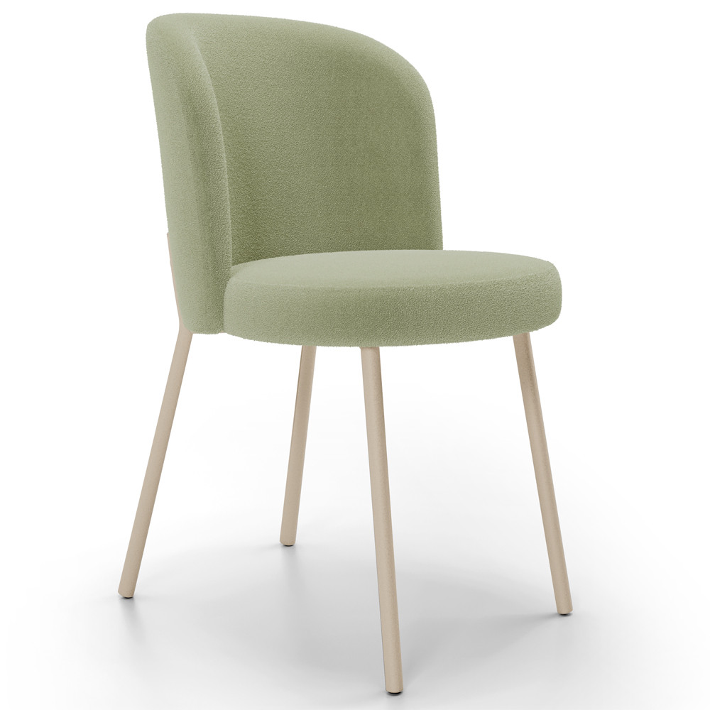Cadeira Para Sala de Jantar Cozinha Estofada Gavi Arena L02 Bouclê Oliva - Lyam Decor