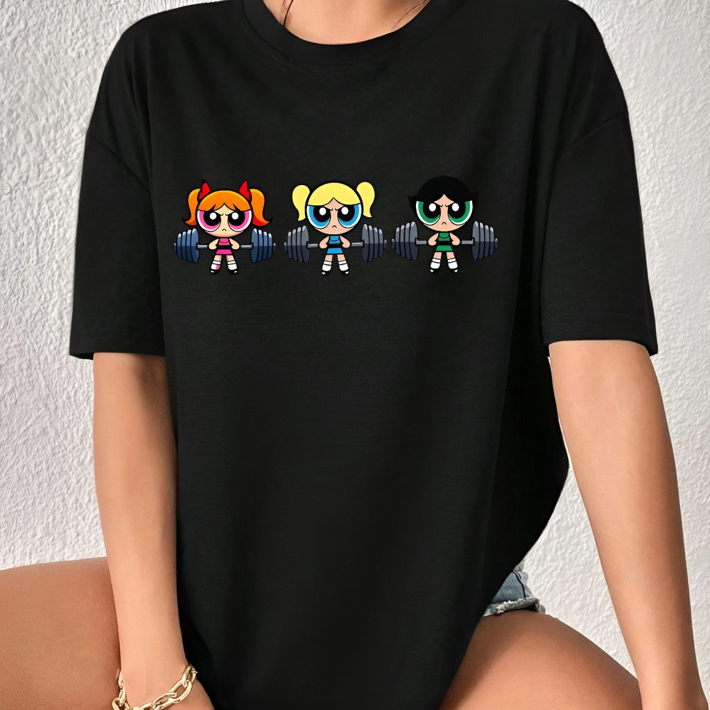 Camiseta Blusa T-shirt Super Poderosas Oversized Camisa Algodão Feminina Gola Redonda Blusinha