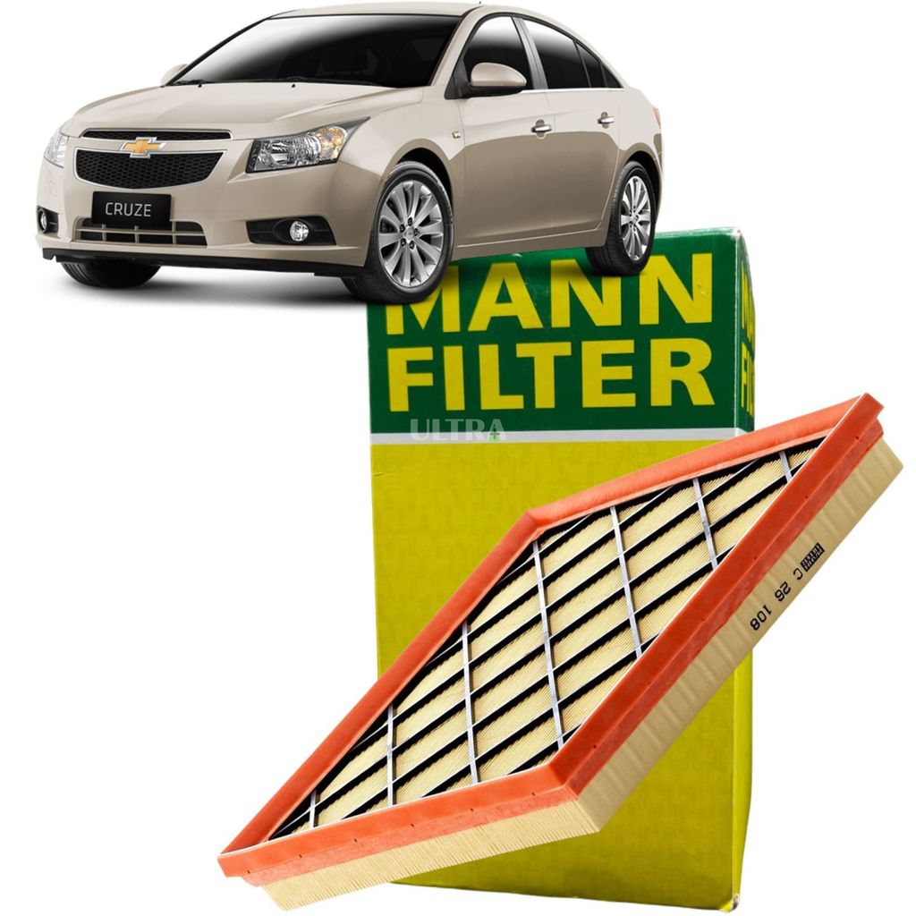 Filtro Ar GM Chevrolet Cruze 1.8 16V - 2011 a 2016 (Mann C26108)