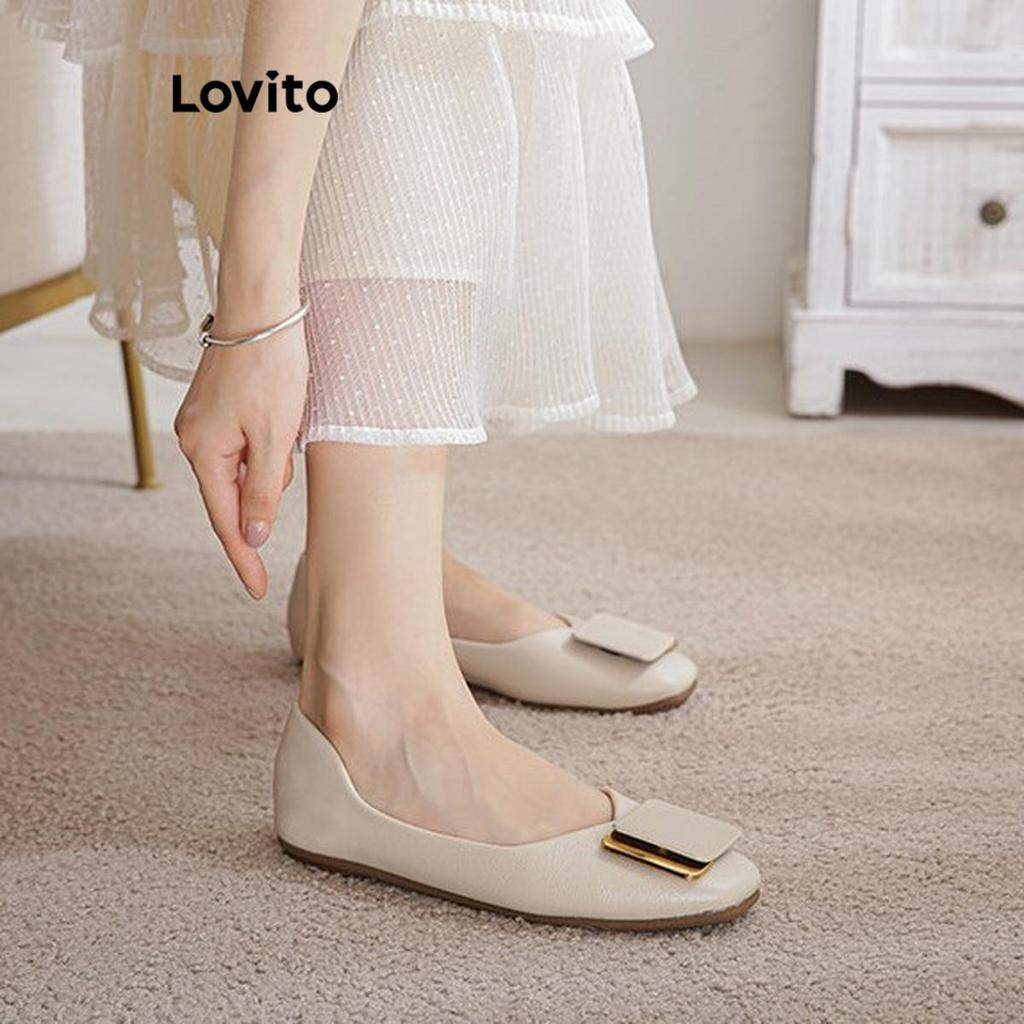 Detalhes do Lovito Sapatilha Feminina Casual com Fivela e Sola Macia LFA71137
