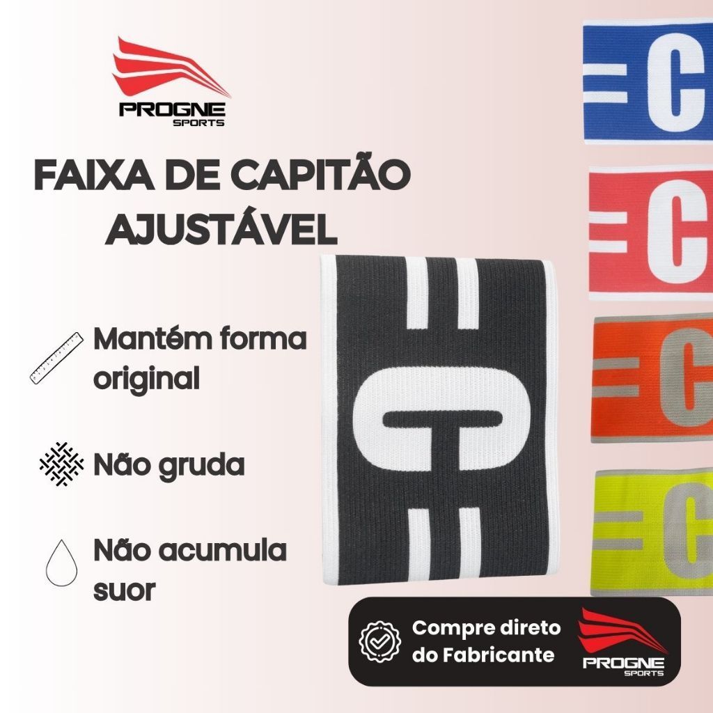 FAIXA CAPITÃO BRACADEIRA ELÁSTICA AJUSTÁVEL FUTEBOL - PROGNE SPORTS FRETE GRATIS E ENVIO RAPIDO