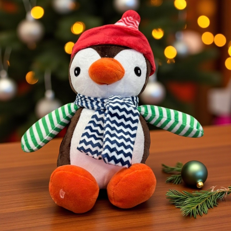 Pinguim de Pelúcia - Cachecol e Touca - 16x22x12cm - 1 unidade - Rizzo em Oferta na Shopee