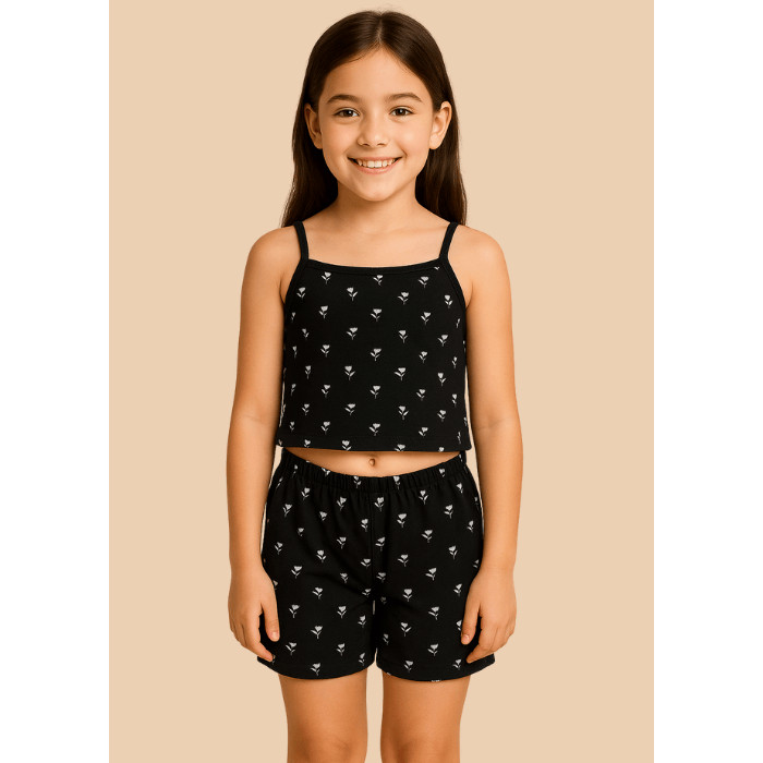 Babydoll Infantil Feminino Estampado Suede Roupa de Dormir