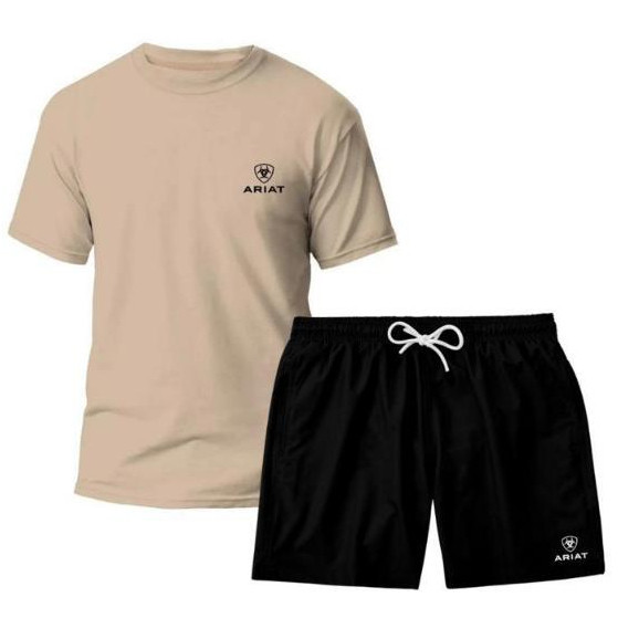 Kit Short Tactel Masculino Country Ariat + Camiseta Algodão Texas Lançamento