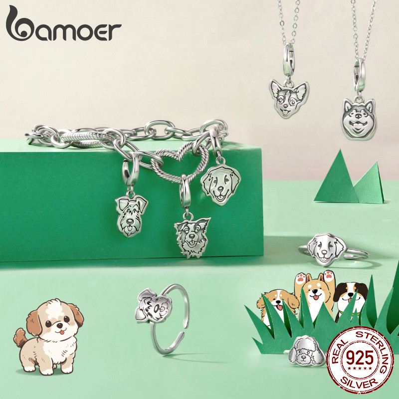 Bamoer 925 Prata Esterlina Charme Cão De Estimação Chihuahua Golden Retriever Fecho Pingente DIY Para Pulseira Presentes em Oferta na Shopee