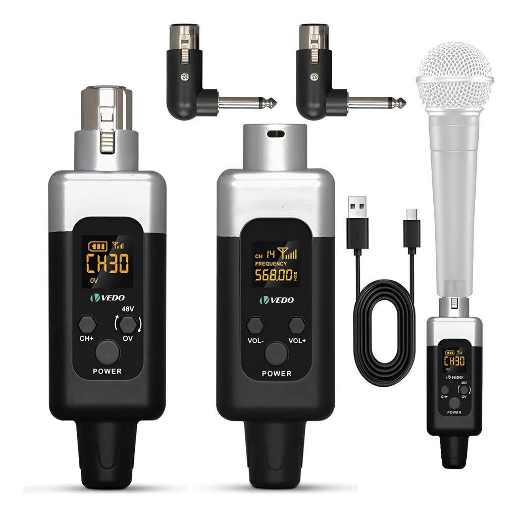 Conversor de Áudio UHF para Microfone – Transmissor e Receptor - Profissional para Eventos e Estúdio