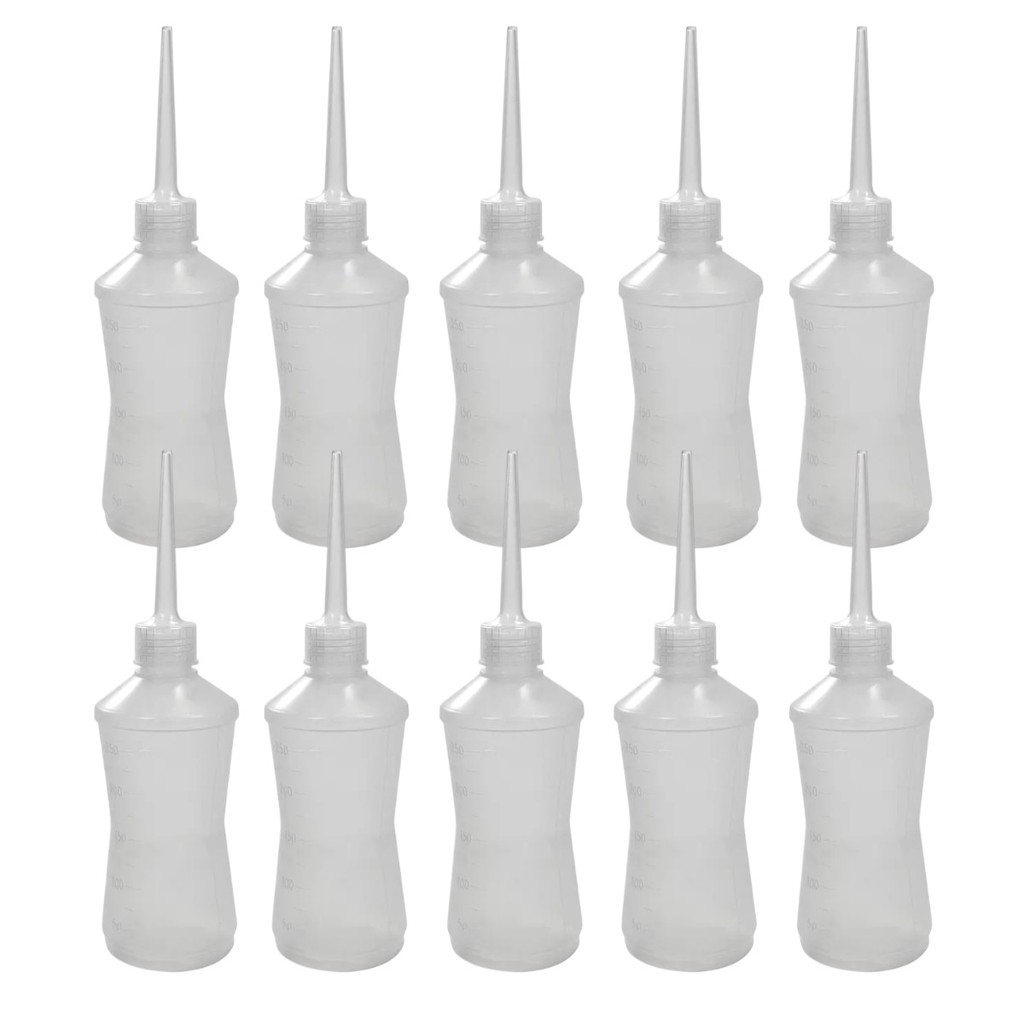10un Frasco Almotolia Transparente 250ml Bico Reto Bisnaga