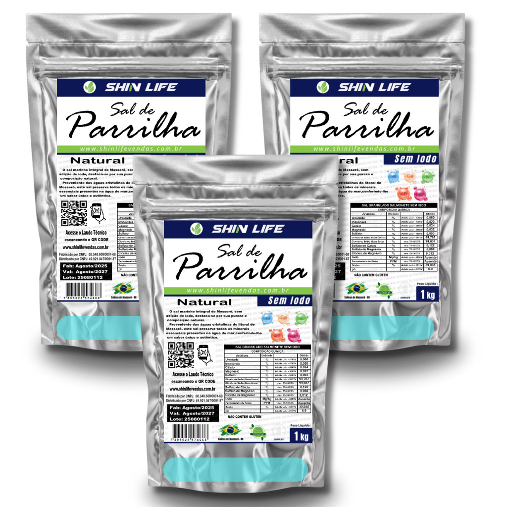 Sal de Parrilha Sem Aditivos Granulado 3kg Sal Marinho Integral
