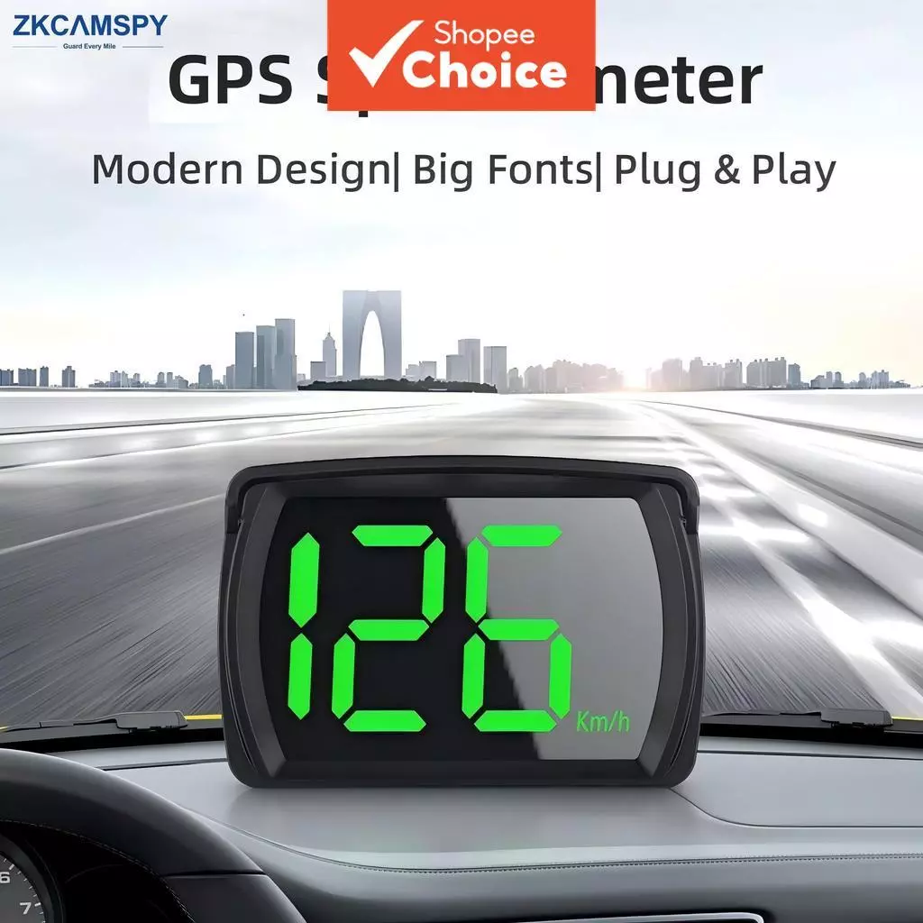 Velocímetro digital HUD de GPS para carro - Medidor de velocidade com fonte grande - Visor de proa universal