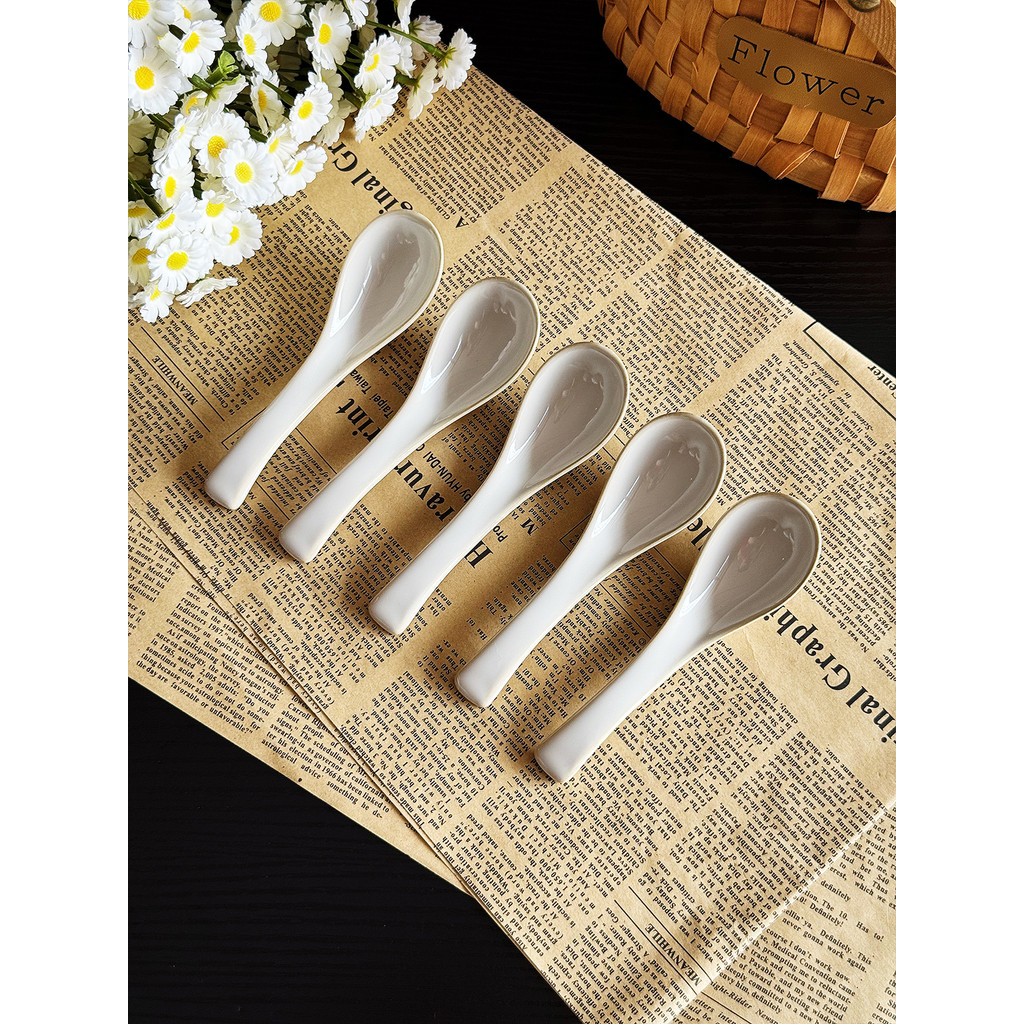 Colher de cerâmica retrô colher de cerâmica colher de porcelana de cerâmica pequena de C