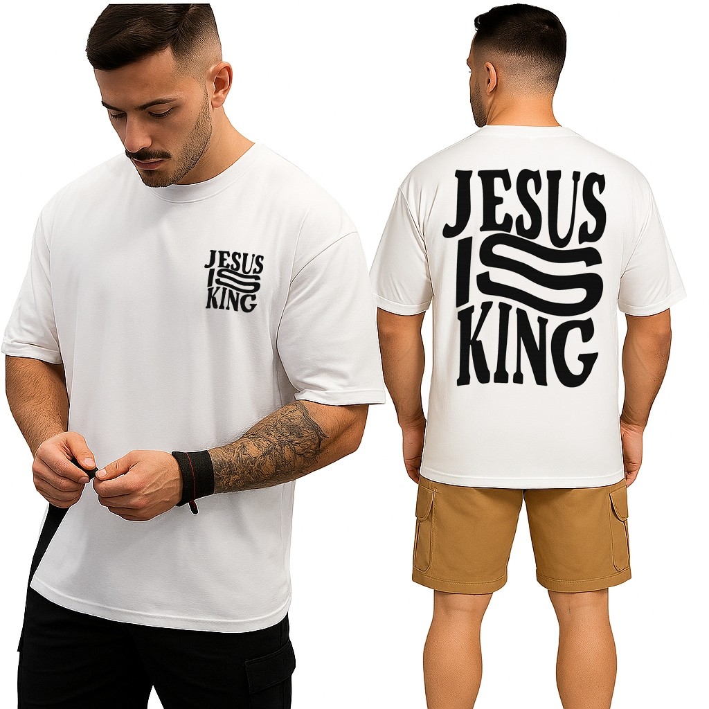 Camiseta Oversized CRISTÃ JESUS KING Oversized Masculina Premium 100% Algodão Streetwear Academia
