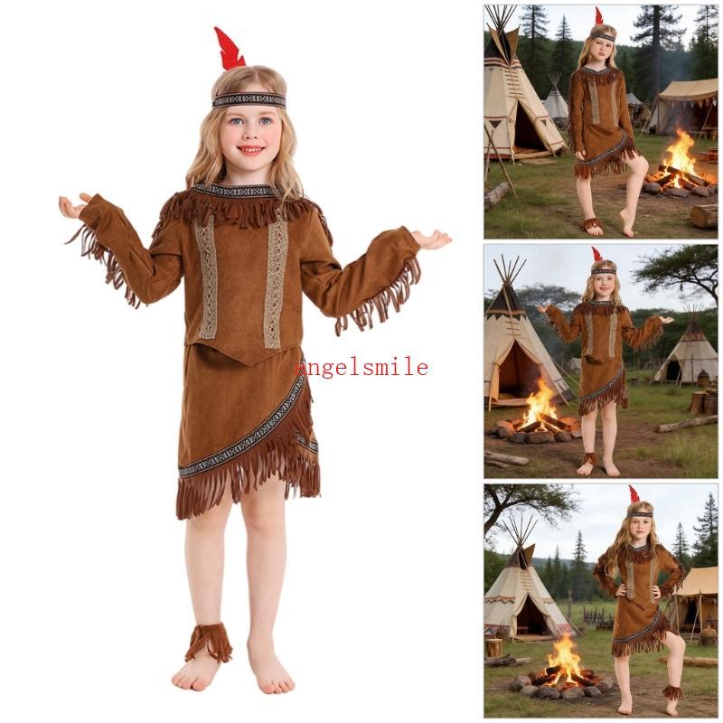 Ace 5 Pçs Cultura Tradicional Cosplay Conjunto De Vestuário Para Crianças Moda Traje Roupa Com Pena Cocar E Correspondên