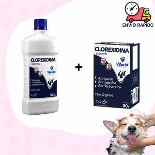 Shampoo Clorexidina Sabonete Clorexidina ou Shampoo Antiparasitario 500mL world Cães e Ga…