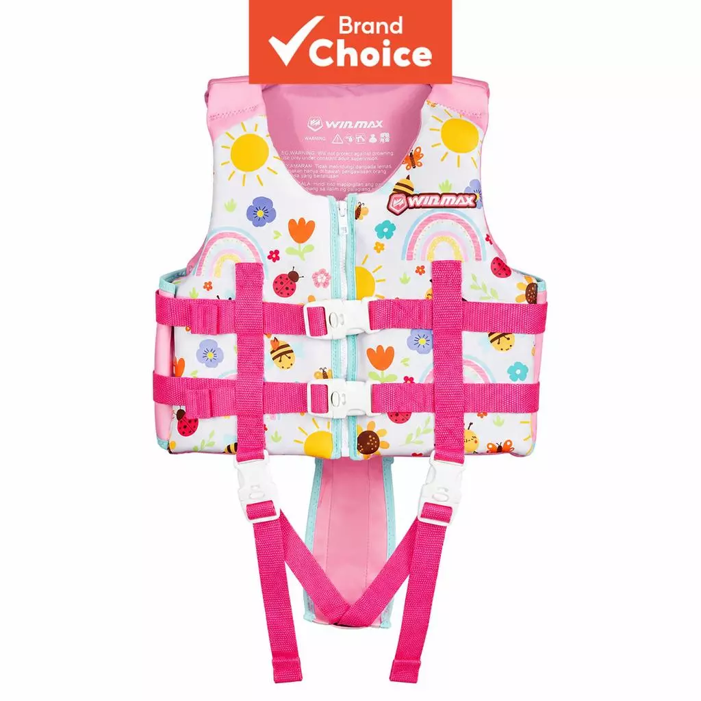 Colete Flutuante Infantil , Design Arco-Íris Abelha Rosa , Roupa Ajustável , Salva-Vidas De Segurança À Água , Disponíve — imagem 1