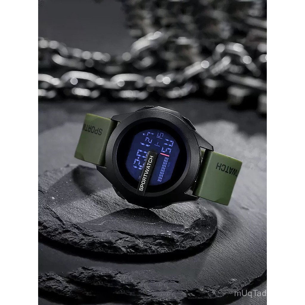 Relógio Eletrônico Masculino Elegante | Correia De Borracha Ilumine E Verificar Data/Hora Opção Ideal Para Presente De F